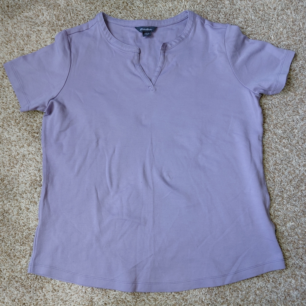 Eddie Bauer Short Sleeve Lilac Top Women's Size Medium